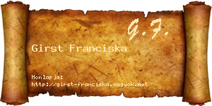 Girst Franciska névjegykártya